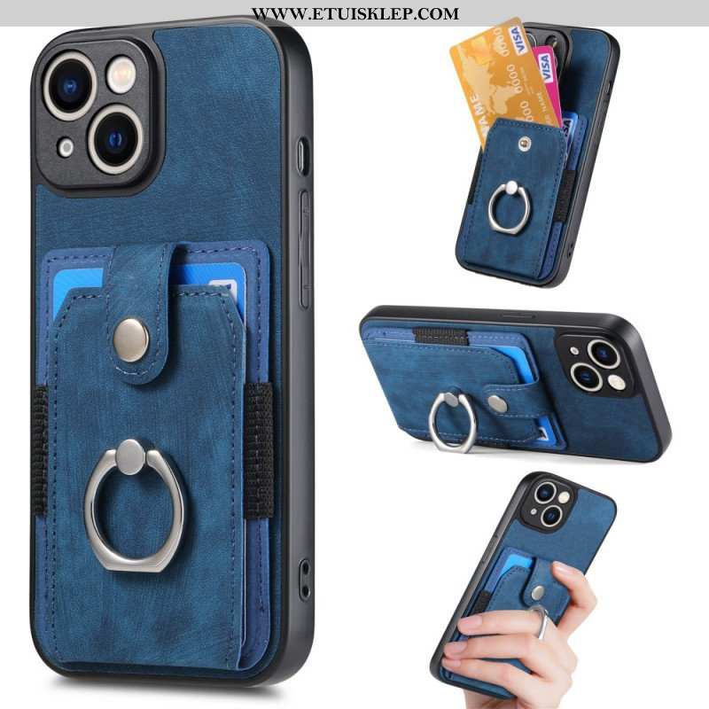 Etui do iPhone 15 Vintage Z Uchwytem Na Pierścionek I Etui Na Karty